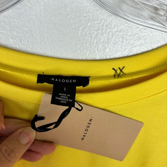 Halogen Womens Long Sleeve Shirt Size 1X Yellow Tie Sleeve Modal NWT Preppy Top - Picture 3 of 8